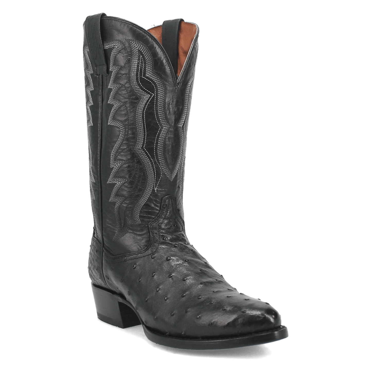Men's Dan Post Tempe Full Quill Ostrich - Black - DP2321