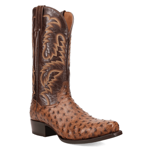 Men's Dan Post Marco Full Quill Ostrich Boot - Brown - DP7063