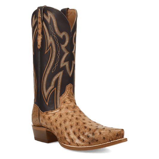 Men's Dan Post Grit Full Quill Ostrich Boot - Brown - DP7121
