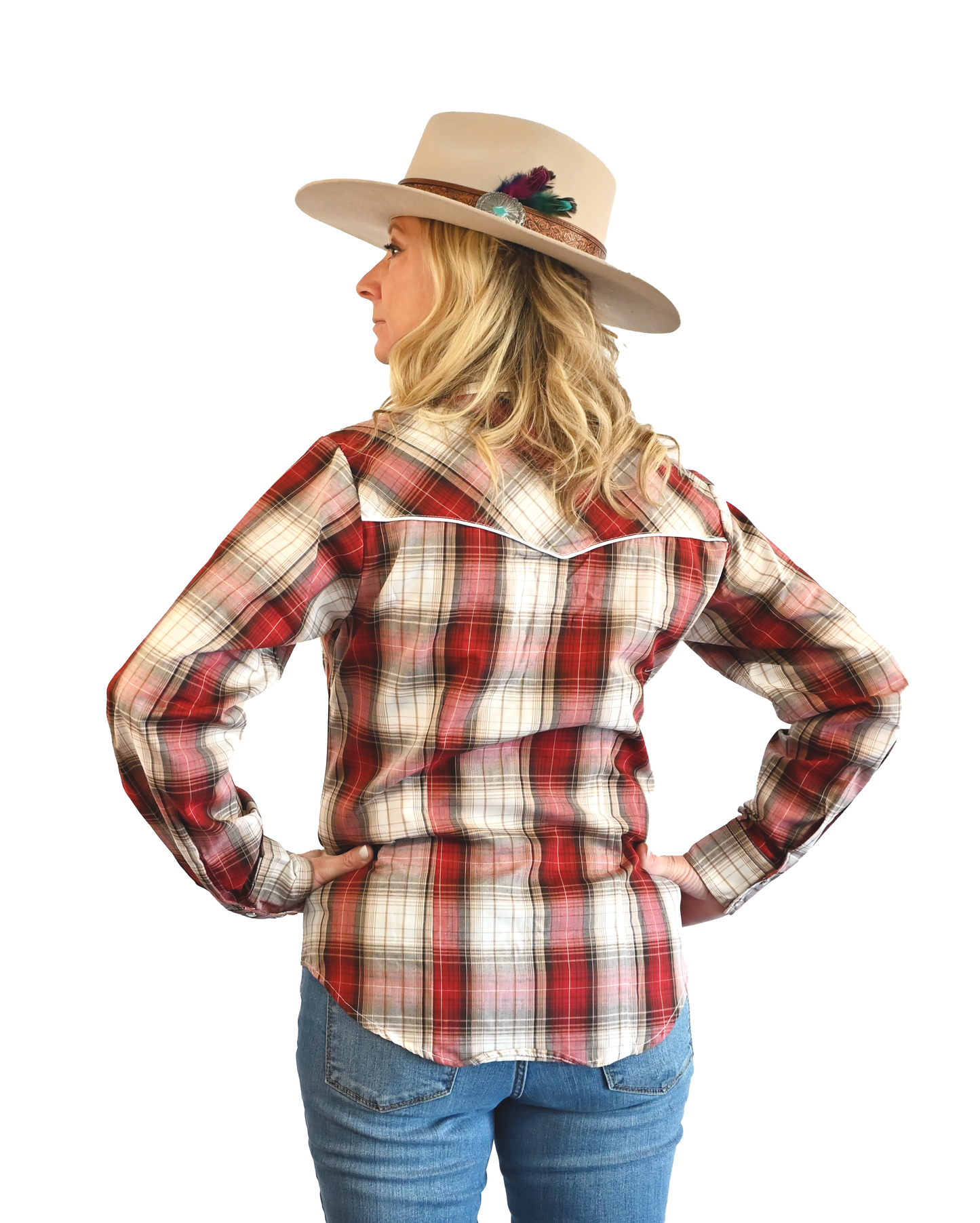 Women's Long Sleeve Plaid Red