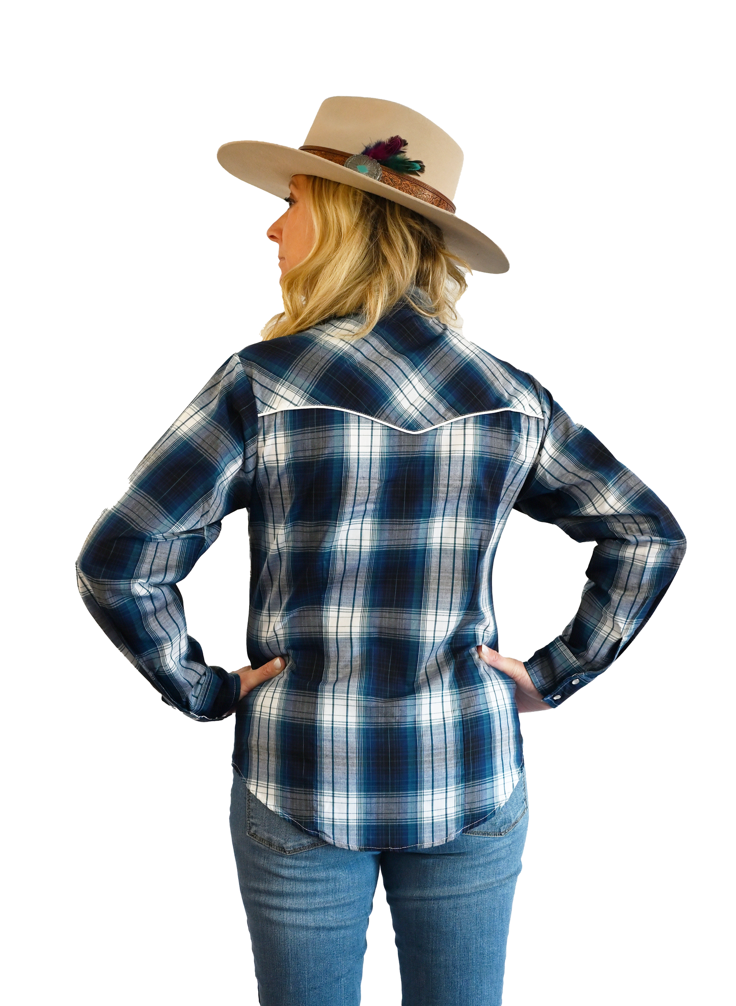 Women's Long Sleeve Plaid Blue