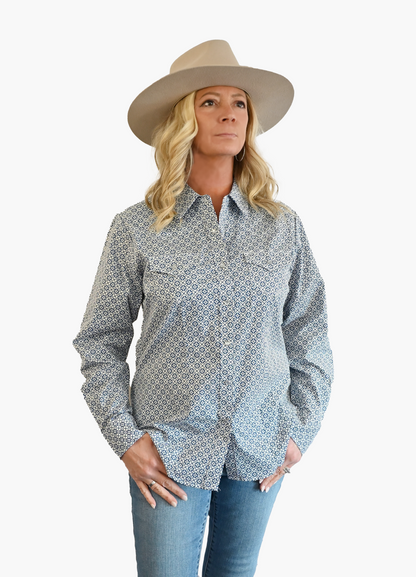 Women's Long Sleeve South Western Blue