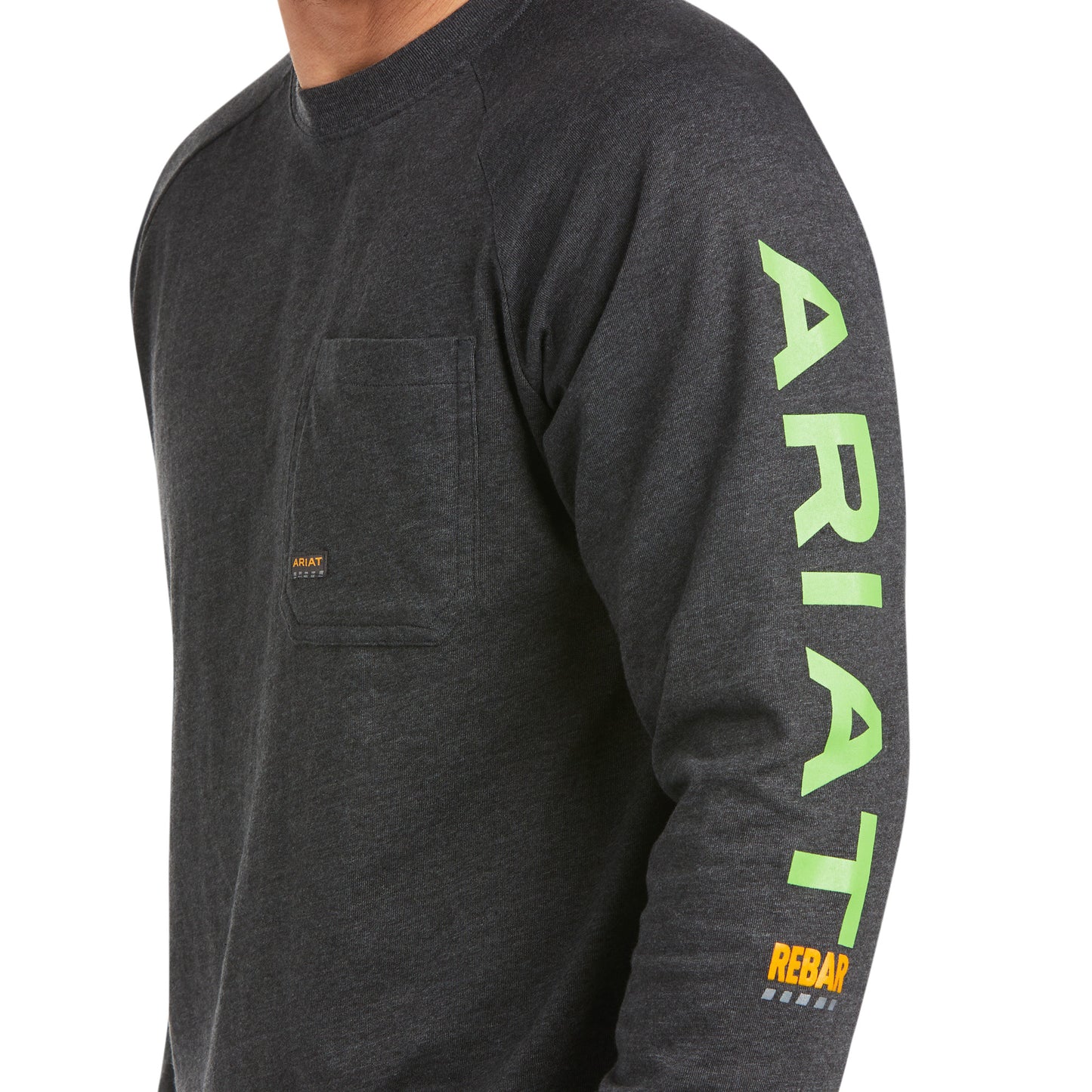 Rebar Cotton Strong Graphic T-Shirt Charcoal/Lime Heather - 10037642