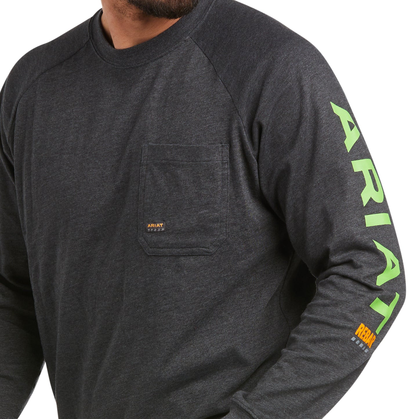 Rebar Cotton Strong Graphic T-Shirt Charcoal/Lime Heather - 10037642