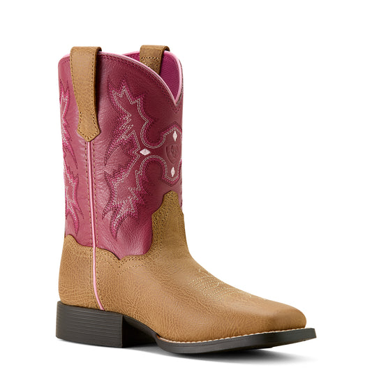 Ariat Kids Tombstone Wide Square Toe Western Brown Boot - 10063835