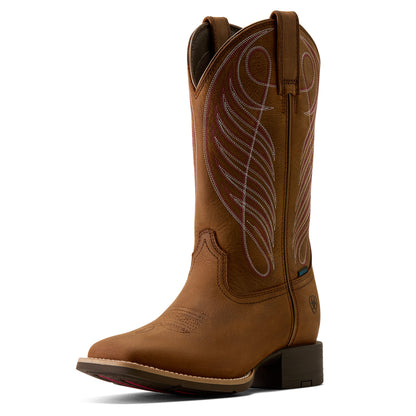 Ariat Women's Round Up Waterproof Wide Square Toe Western Boot - Brown - 10080420