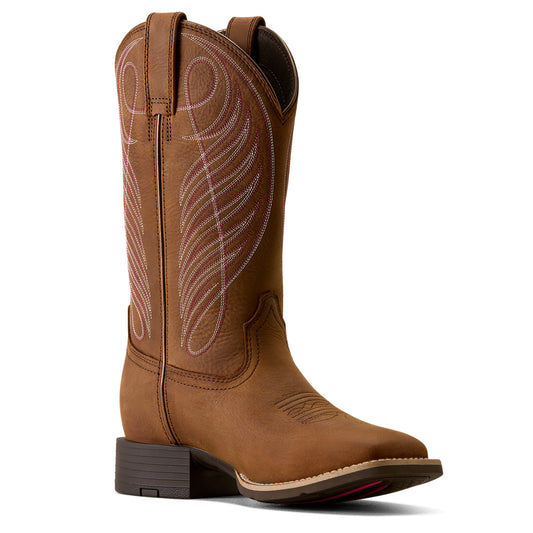 Ariat Women's Round Up Waterproof Wide Square Toe Western Boot - Brown - 10080420