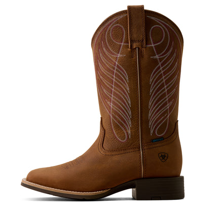 Ariat Women's Round Up Waterproof Wide Square Toe Western Boot - Brown - 10080420