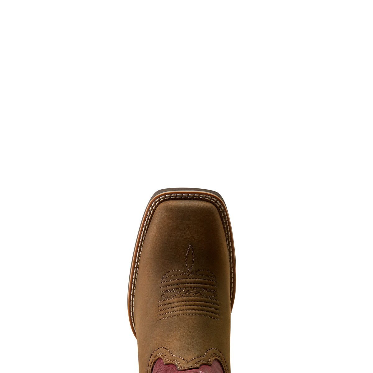 Ariat Women's Hybrid Ranchwork Wide Square Toe Western Boot - BACKWOODS BROWN|BERRY SPICE - 10080426