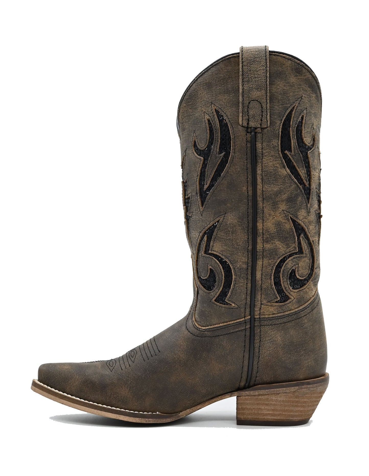 Distressed Sequin Inlay Brown - 5131