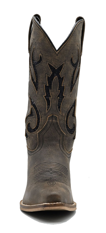 Distressed Sequin Inlay Brown - 5131