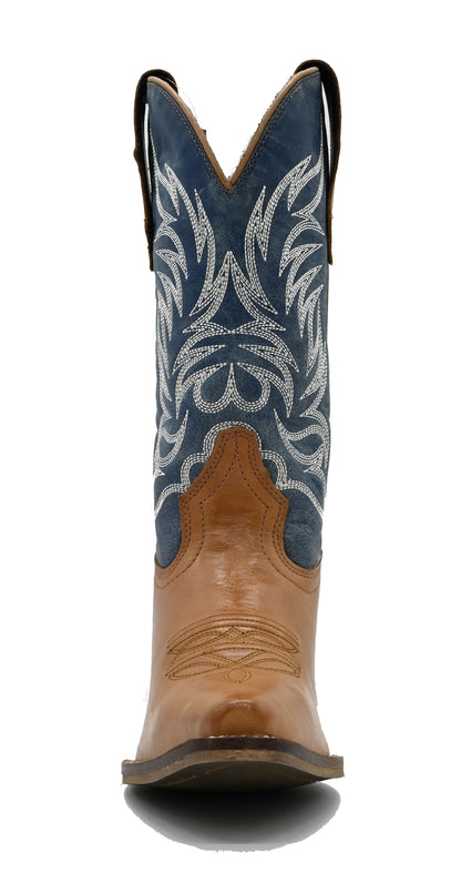 Distressed Tan Snip Toe with Blue Upper - 5153