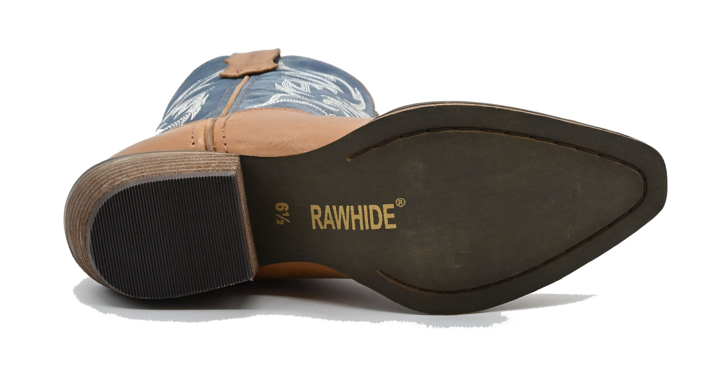 Distressed Tan Snip Toe with Blue Upper - 5153