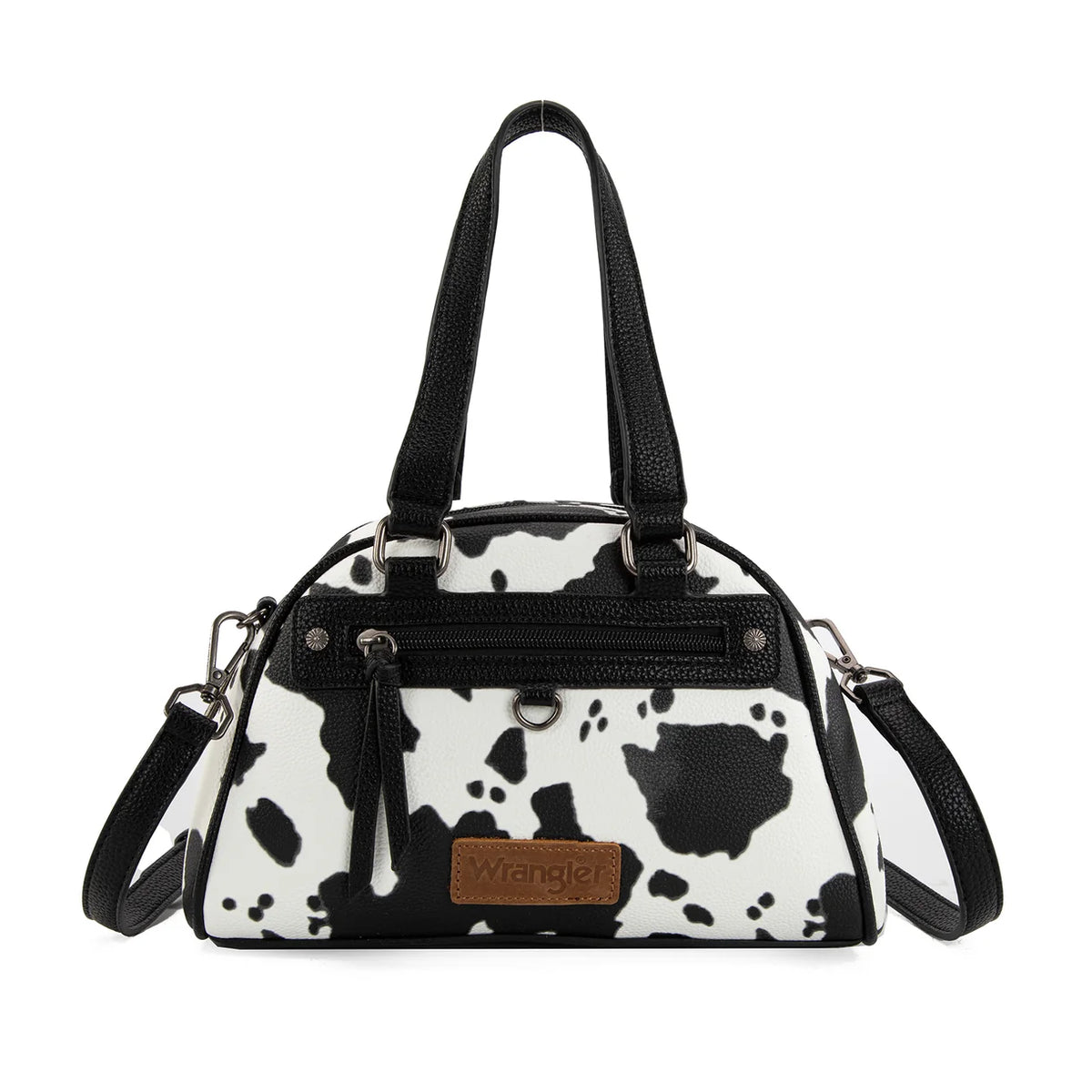 Wrangler Cow Print Satchel/Crossbody Bag - Black - WG399-5112BK-COW