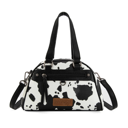 Wrangler Cow Print Satchel/Crossbody Bag - Black - WG399-5112BK-COW