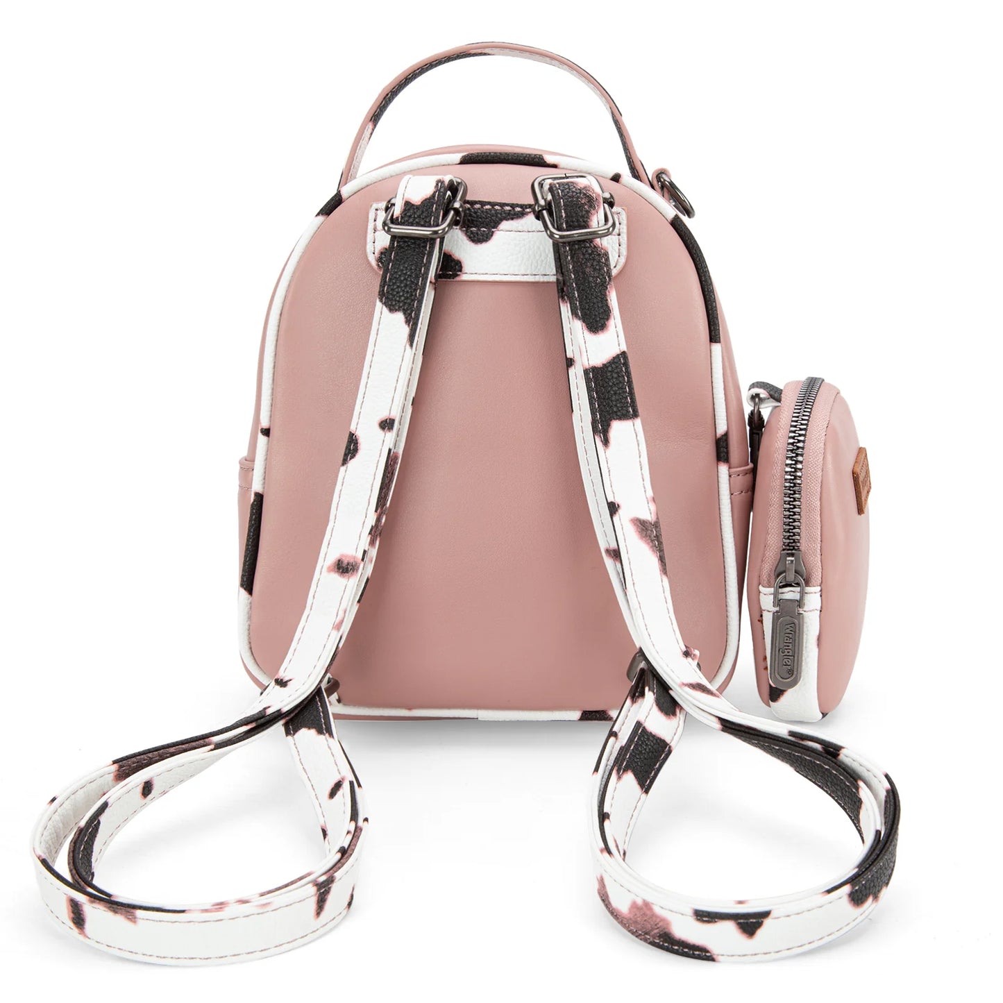 Wrangler Cow Print Trimmed Mini Backpack With Coin Pouch - Pink - WG102-8600PK