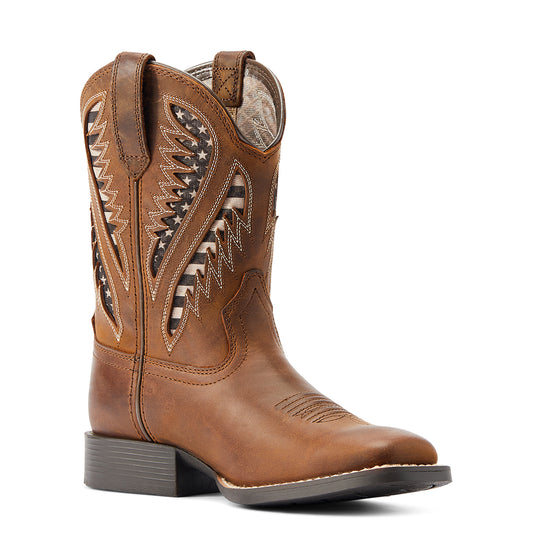 Ariat Kid's Quickdraw VentTEK Western Boot - Brown - 10044485