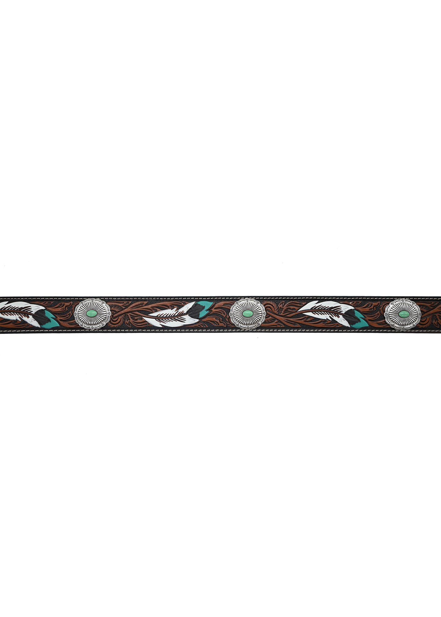 Brown White Turqoise Feathers
