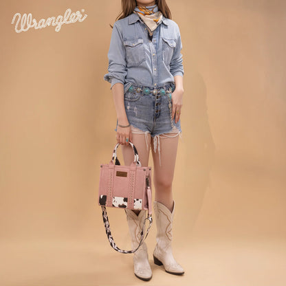 Wrangler Cow Print Concealed Carry Tote/Crossbody - Hot Pink - WG102-8120SHPK