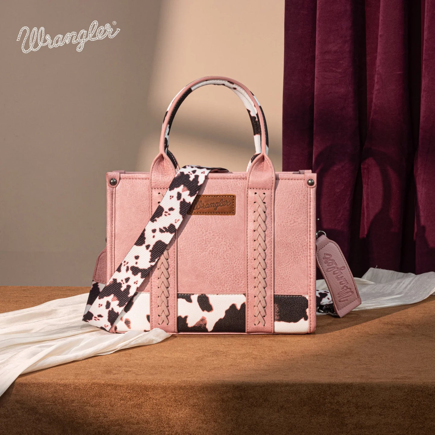 Wrangler Cow Print Concealed Carry Tote/Crossbody - Hot Pink - WG102-8120SHPK