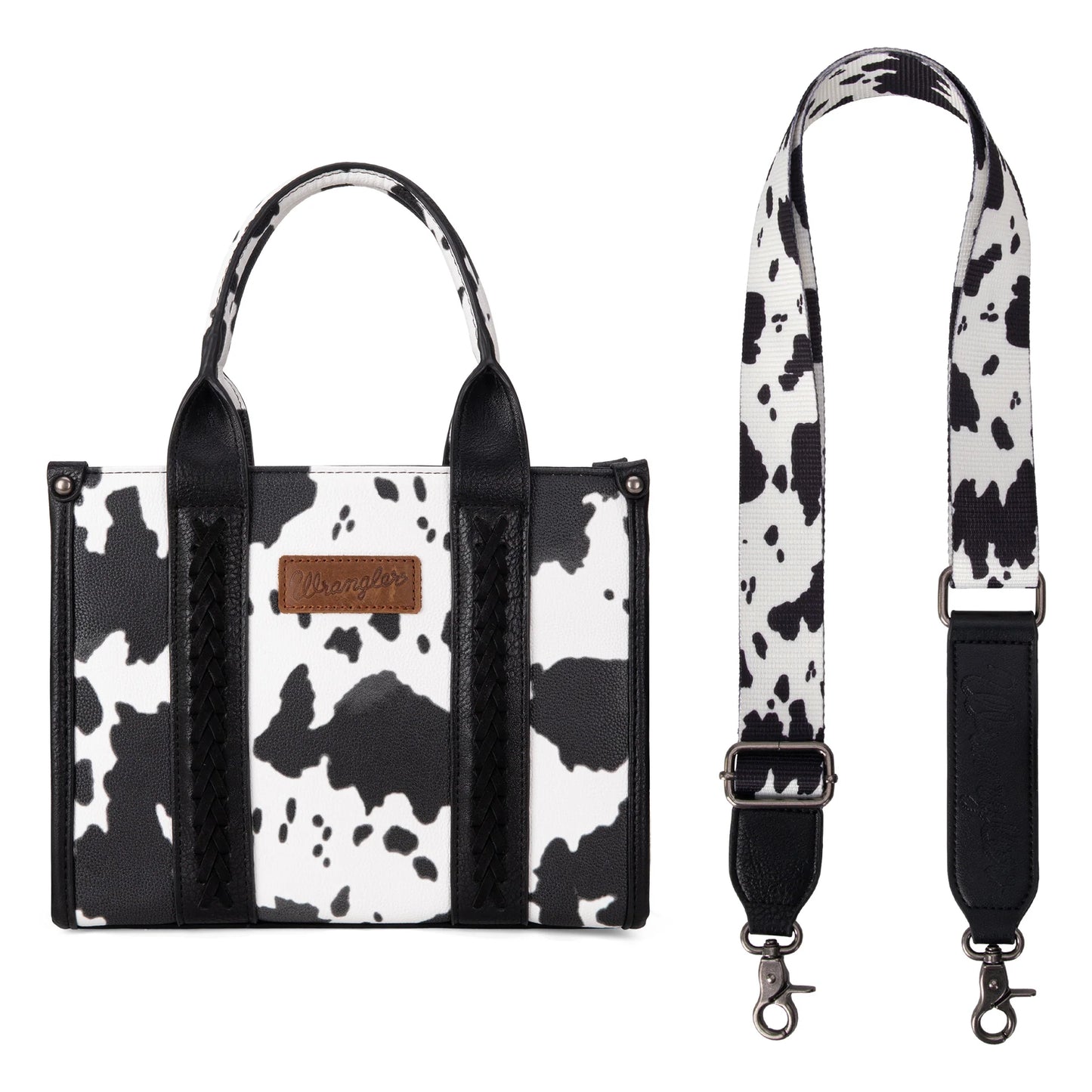Wrangler Cow Print Concealed Carry Tote/Crossbody - Black - WG133-8120S