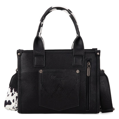 Wrangler Cow Print Concealed Carry Tote/Crossbody - Black - WG133-8120S