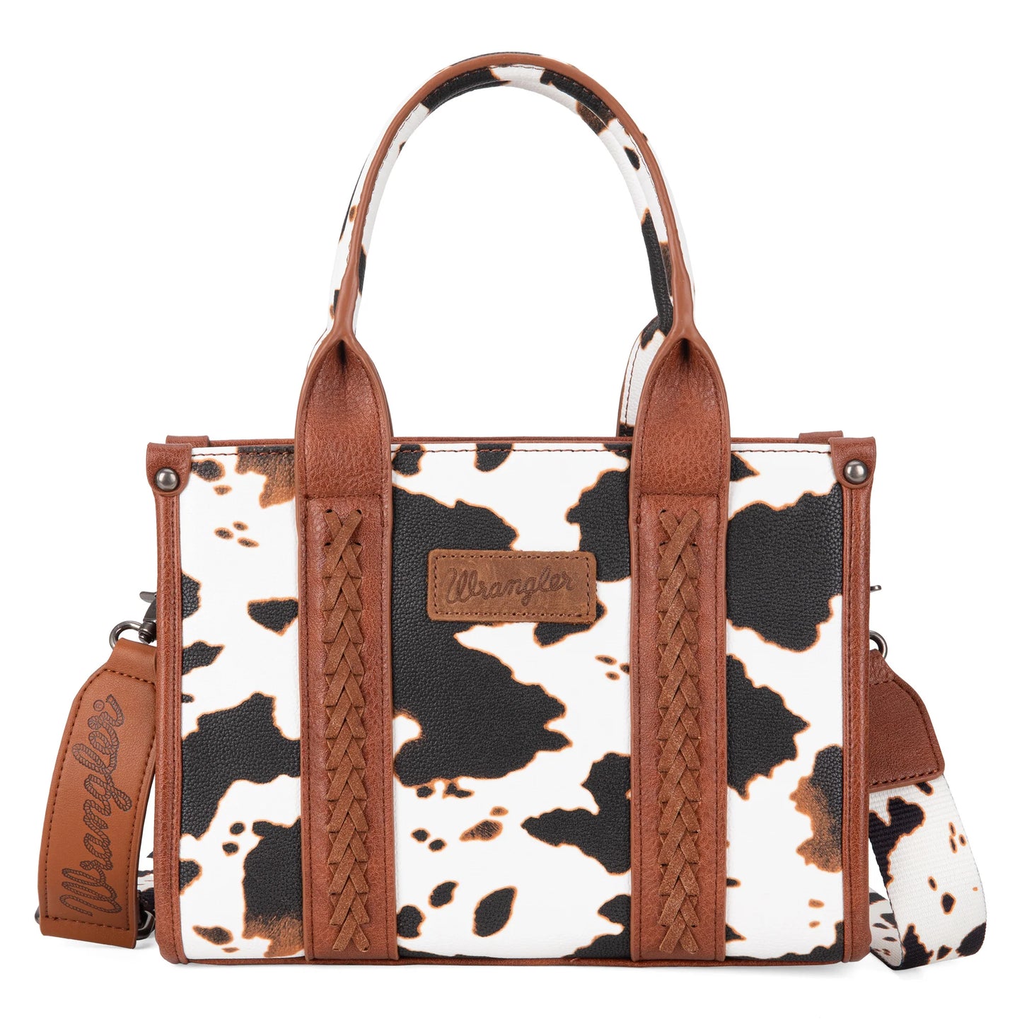 Wrangler Cow Print Concealed Carry Tote/Crossbody - Brown - WG133-8120SBR