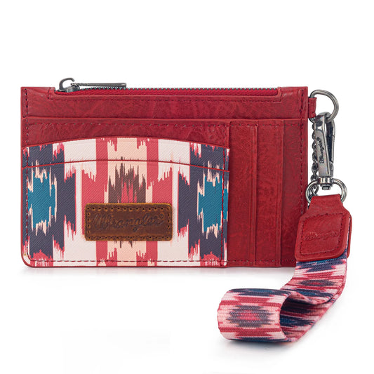 Wrangler Aztec Print Key Chain Wristlet Card Wallet - Burgundy - WG137-W0092BDY
