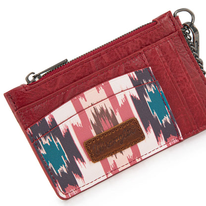 Wrangler Aztec Print Key Chain Wristlet Card Wallet - Burgundy - WG137-W0092BDY