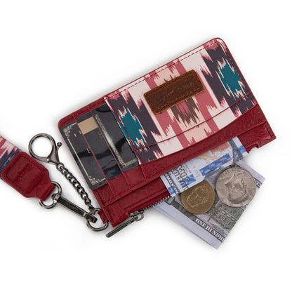 Wrangler Aztec Print Key Chain Wristlet Card Wallet - Burgundy - WG137-W0092BDY