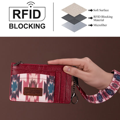 Wrangler Aztec Print Key Chain Wristlet Card Wallet - Burgundy - WG137-W0092BDY