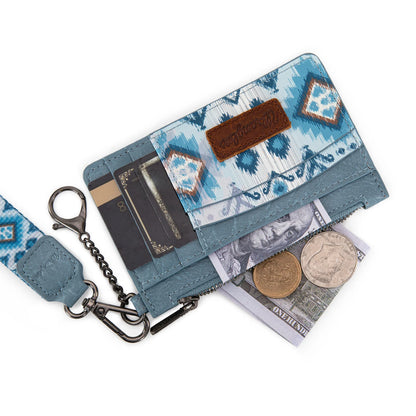 Wrangler Aztec Print Key Chain Wristlet Card Wallet - Jean - WG137-W0092JN