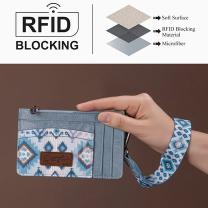 Wrangler Aztec Print Key Chain Wristlet Card Wallet - Jean - WG137-W0092JN