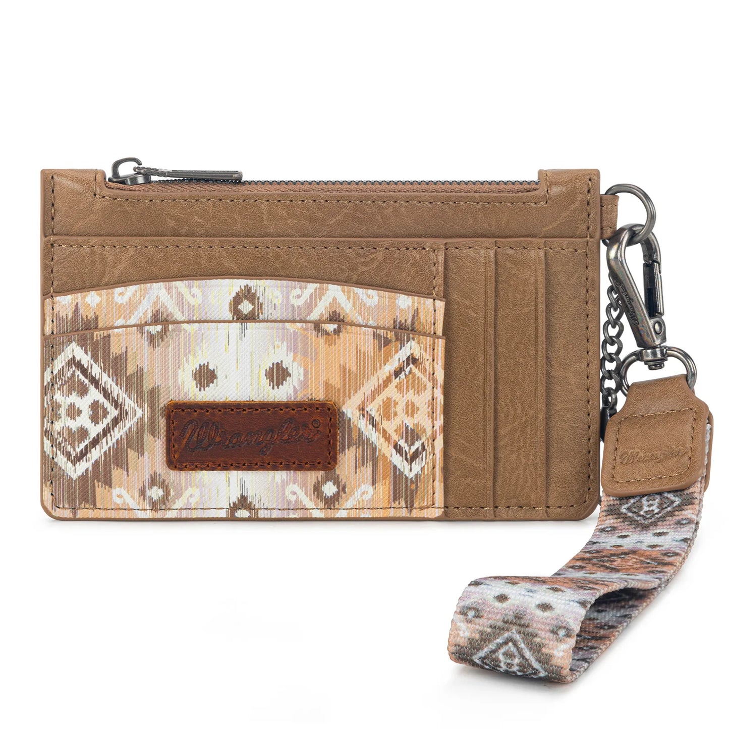 W0092 Wrangler Aztec Print Key Chain Wristlet Card Wallet - Khaki - WG137-W0092KH