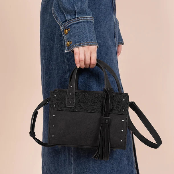 Wrangler Western Tooled Tote Crossbody - Black - WG160-60102BK