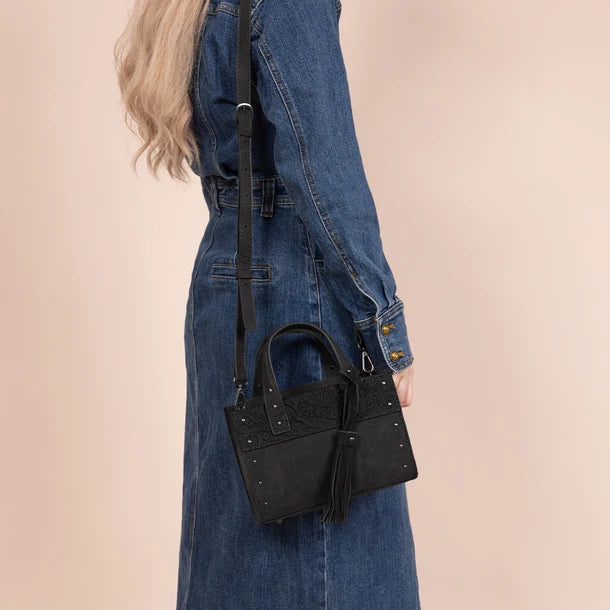 Wrangler Western Tooled Tote Crossbody - Black - WG160-60102BK