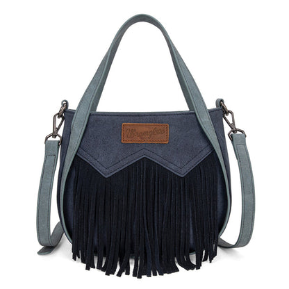 Wrangler "W" Stitch Fringe Two Tone Tote/Crossbody - Navy - WG162-8136NY