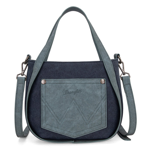 Wrangler "W" Stitch Fringe Two Tone Tote/Crossbody - Navy - WG162-8136NY