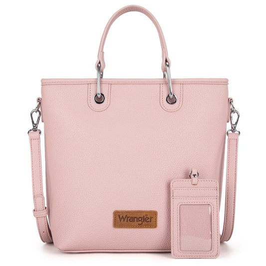 Wrangler Top Handle Tote/Crossbody Detachable Key Ring Card Holder - Pink - WG188-8312PK