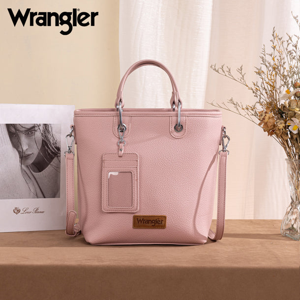 Wrangler Top Handle Tote/Crossbody Detachable Key Ring Card Holder - Pink - WG188-8312PK