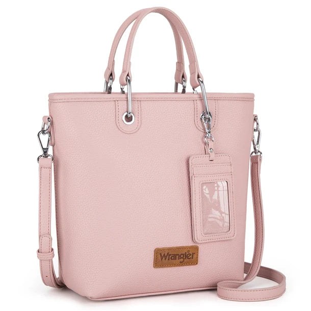 Wrangler Top Handle Tote/Crossbody Detachable Key Ring Card Holder - Pink - WG188-8312PK