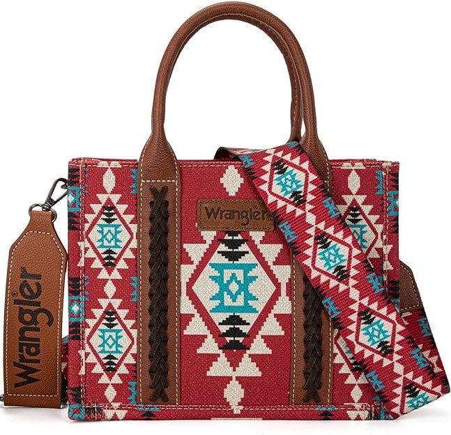 Wrangler Aztec Small Tote/Crossbody - Burgundy - WG2203-8120SWBDY