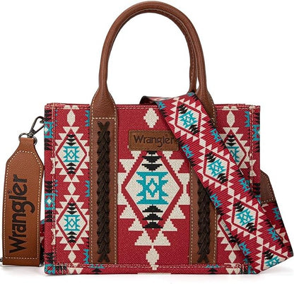 Wrangler Aztec Small Tote/Crossbody - Burgundy - WG2203-8120SWBDY