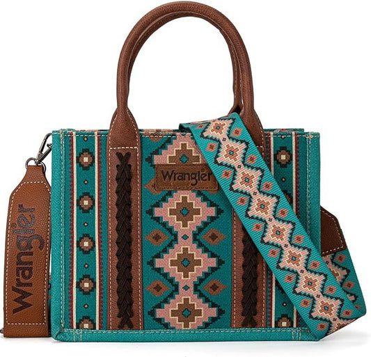 Wrangler Aztec Small Tote/Crossbody - Turquoise - WG2203-8120SWTQ