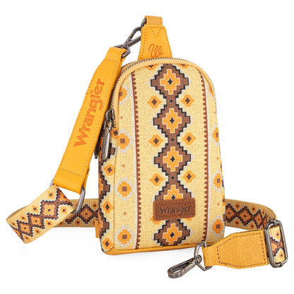Wrangler Aztec Print Crossbody Sling Chest Bag - Yellow - WG2205-210YL