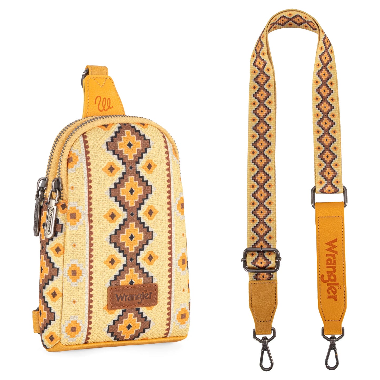Wrangler Aztec Print Crossbody Sling Chest Bag - Yellow - WG2205-210YL