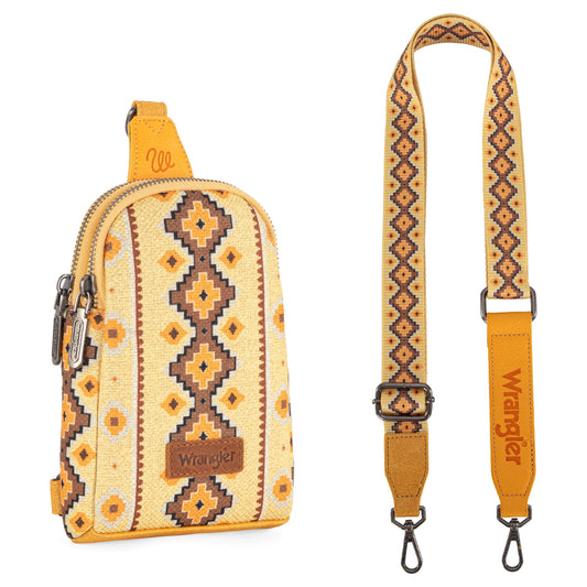 Wrangler Aztec Print Crossbody Sling Chest Bag - Yellow - WG2205-210YL