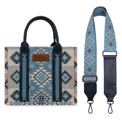 Wrangler Aztec Pattern Dual Sided Print -Tote/Crossbody -Blue - WG2209-8120SJN