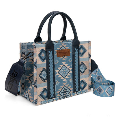 Wrangler Aztec Pattern Dual Sided Print -Tote/Crossbody -Blue - WG2209-8120SJN