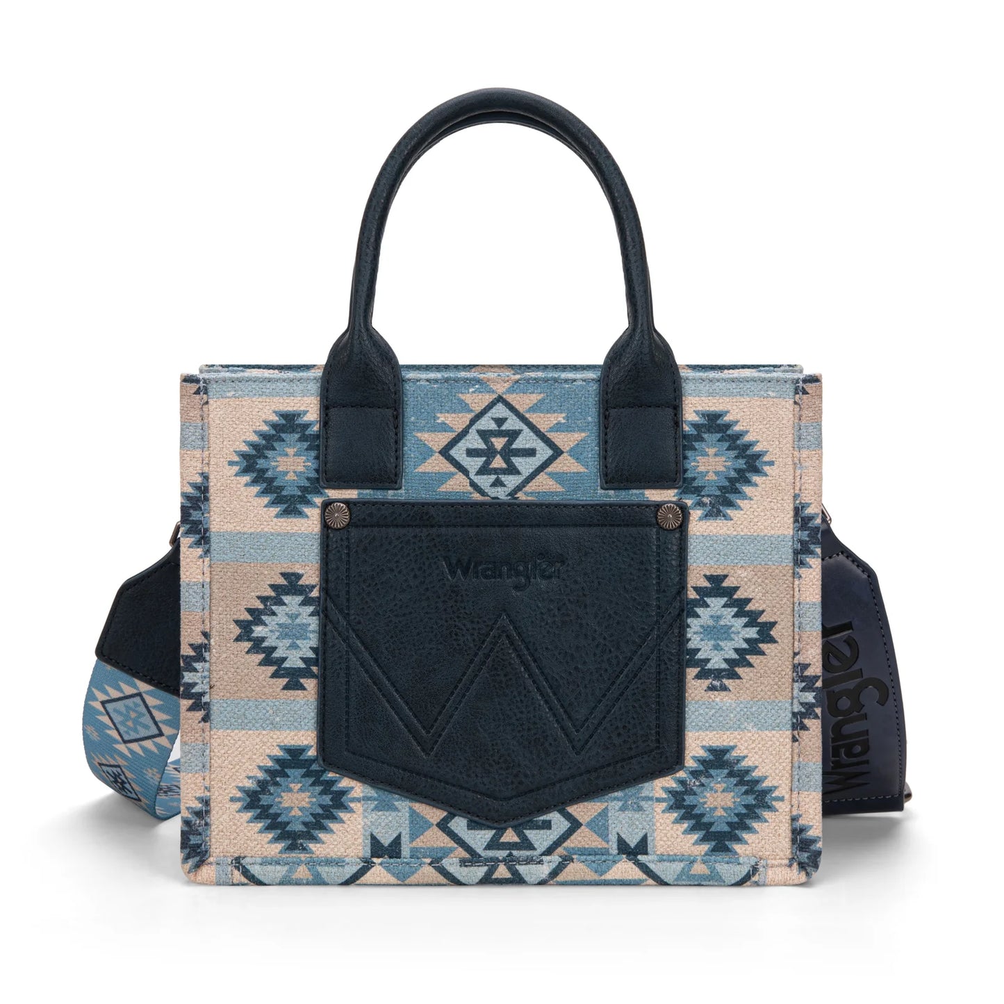 Wrangler Aztec Pattern Dual Sided Print -Tote/Crossbody -Blue - WG2209-8120SJN